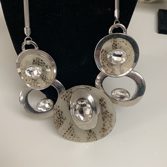 Statement  necklace with crystal.Heavy . - Picture 4 of 5